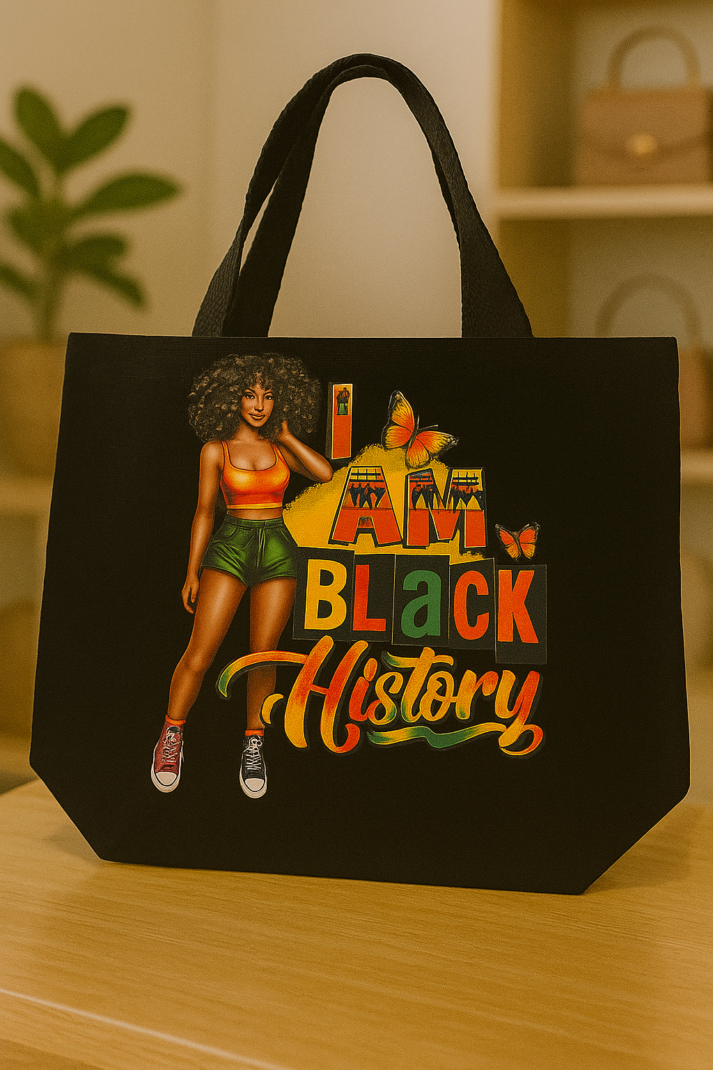 I AM BLACK HISTORY MONTH - BLK TOTE BAG - MED