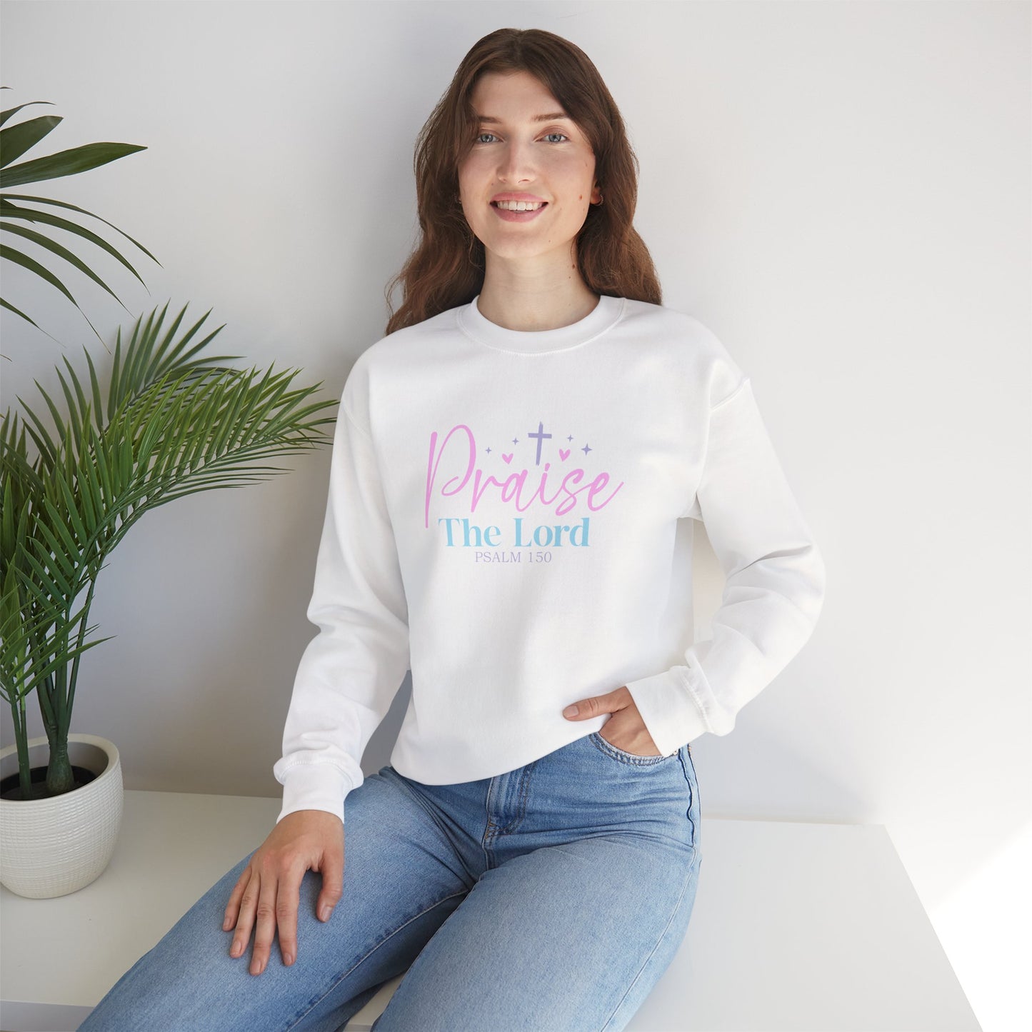 Praise The Lord Crewneck Sweatshirt – Pastel Christian Faith Pullover (Psalm 150)