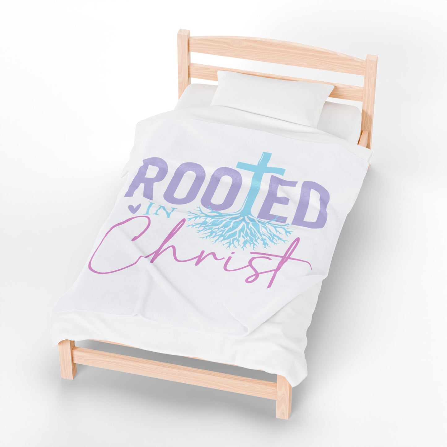 Rooted in Christ Velveteen Plush Blanket — Christian Inspirational Throw for Church, Baptism & Easter