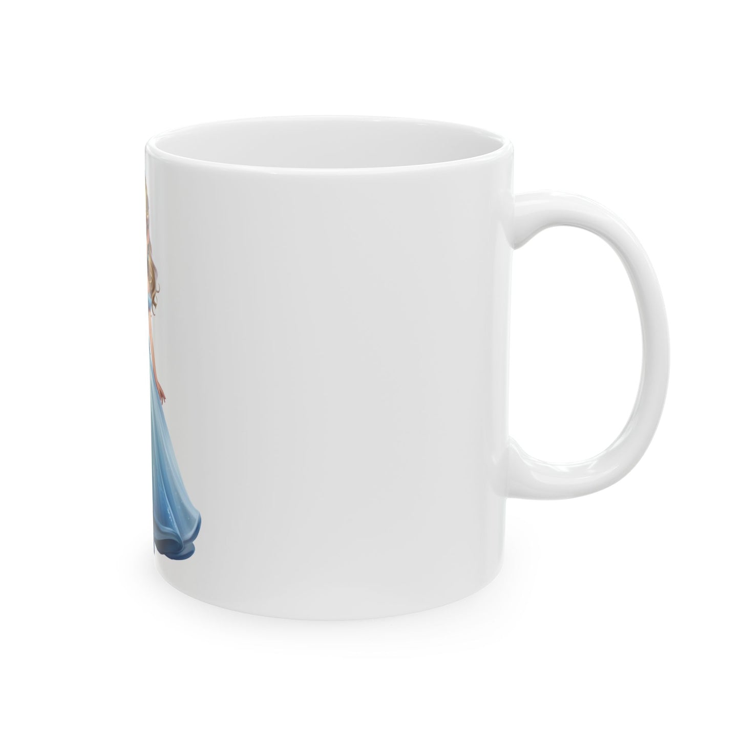 Princess Character Ceramic Mug — Cute Blue Dress Kids Coffee Cup (11oz & 15oz)