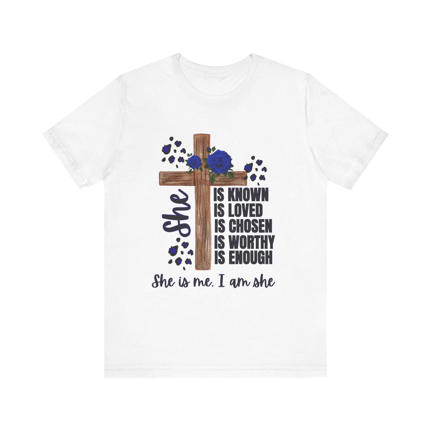 Faith-Inspired Unisex Jersey Tee, Inspirational T-Shirt for Women, Spiritual Gift, Church Events, Empowerment Apparel, Everyday Wear (BLUE)