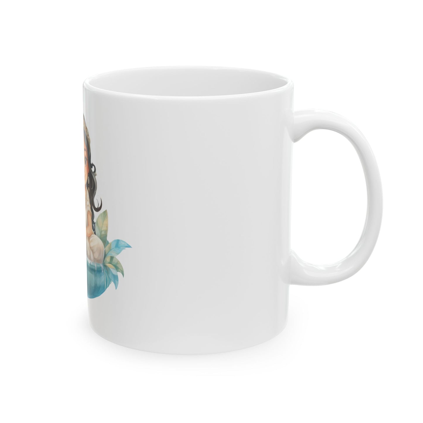 Princess and Tiger Ceramic Mug – Cute Girl Illustration Coffee Cup (11oz/15oz)