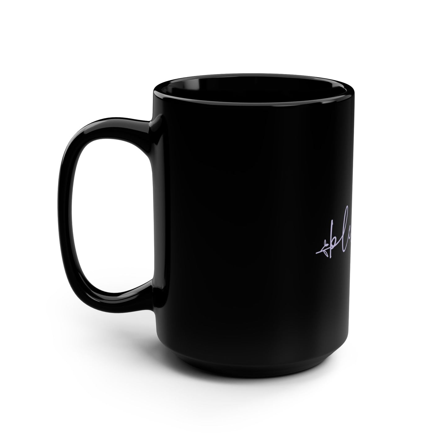 Blessed Black Ceramic Mug — 15oz Inspirational Coffee Cup