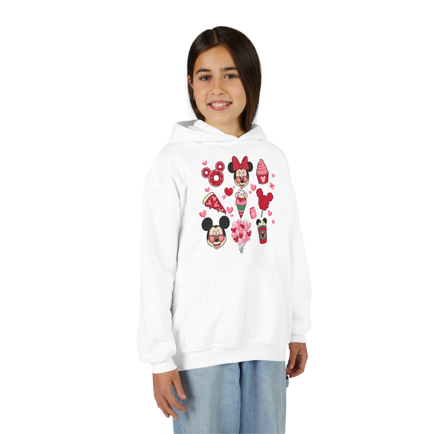 Kids Valentine Hoodie — Cute Hearts & Treats Graphic