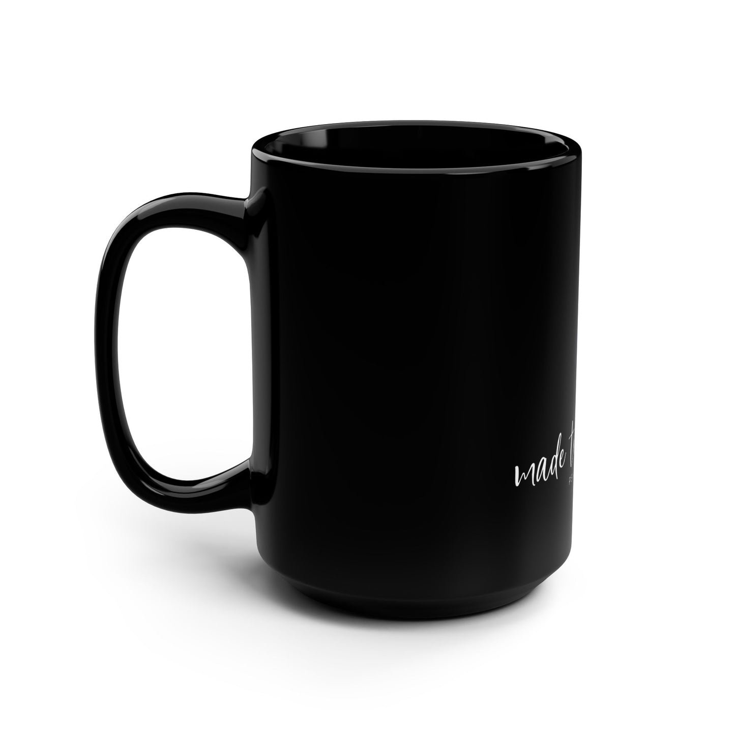 Made to Worship Black 15oz Mug — Psalm 95:1 Christian Prayer Coffee Cup