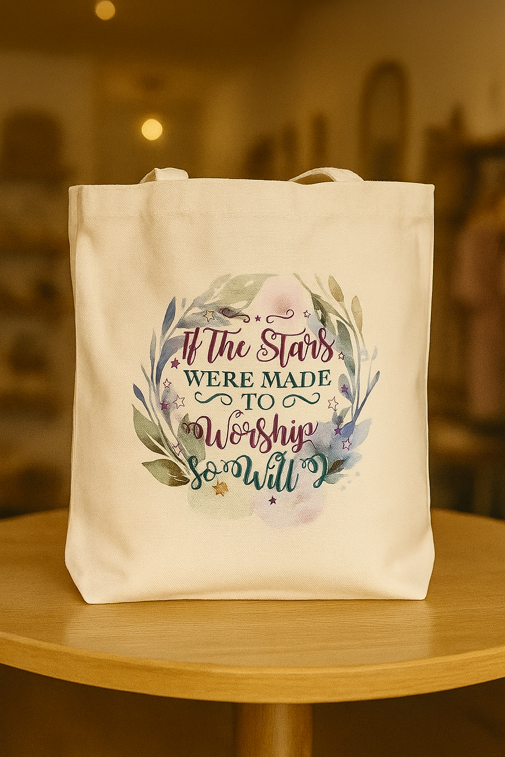 IF THE STARS ARE MADE TO WORSHIP - WHT TOTE BAG -LG