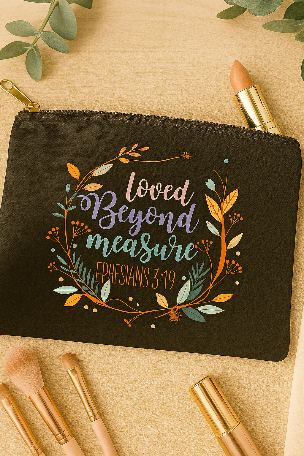 Loved betond measure make up zipper bag - L