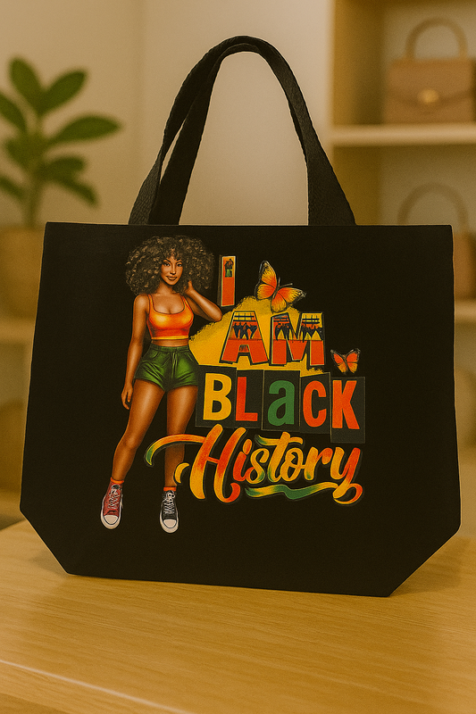 I AM BLACK HISTORY MONTH - BLK TOTE BAG - MED