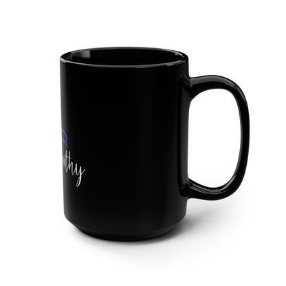 She Is Worthy Black 15oz Mug — Proverbs 31 Inspirational Christian Coffee Cup