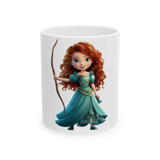 Merida Archer Princess Ceramic Mug — Cute Redhead Archer Coffee Cup (11oz/15oz)