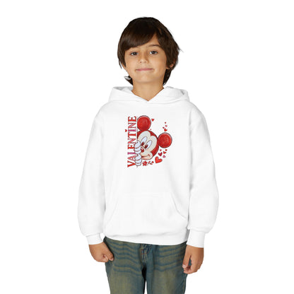 Valentine’s Cute Mouse Youth Hoodie - 'Valentine' Heart Graphic