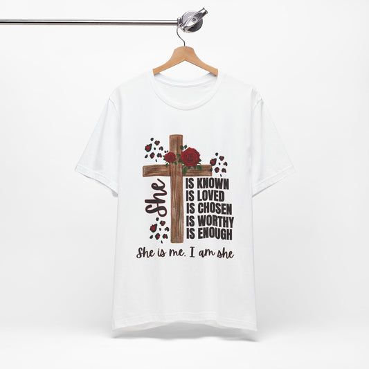 Faith-Inspired Unisex Jersey Tee, Inspirational T-Shirt for Women, Spiritual Gift, Church Events, Empowerment Apparel, Everyday Wear