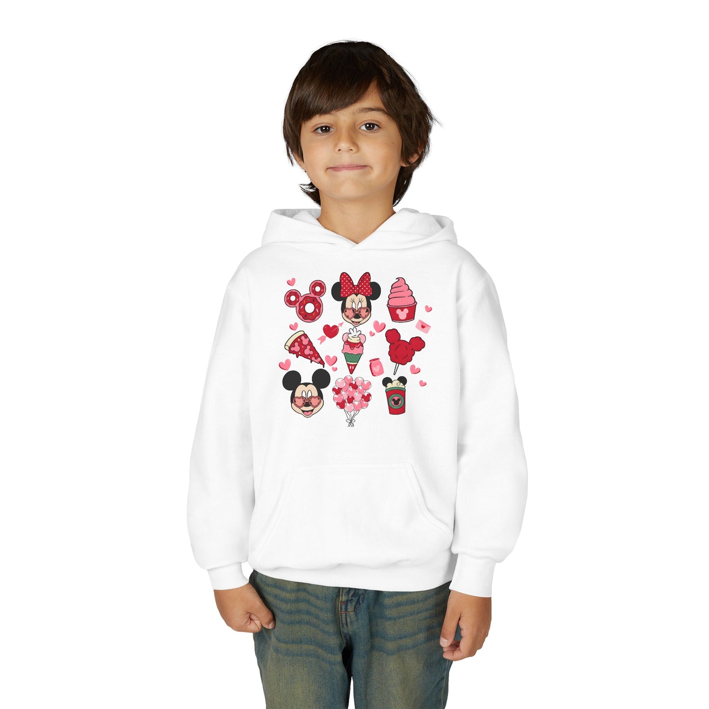 Kids Valentine Hoodie — Cute Hearts & Treats Graphic