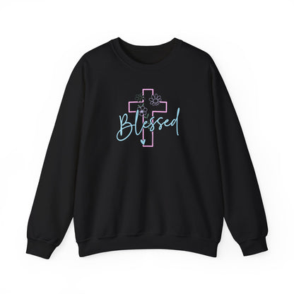 Blessed Cross Sweatshirt — Christian Faith Pullover for Women & Men