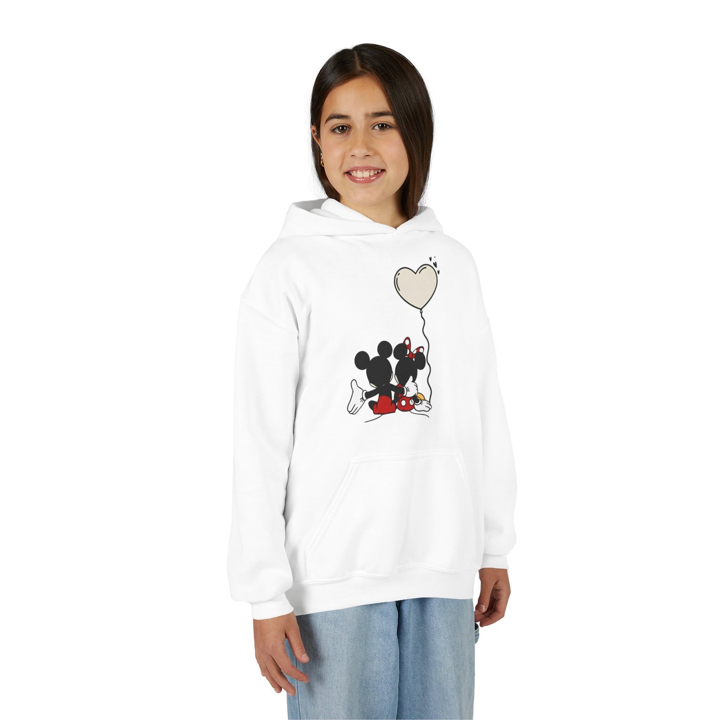 Kids Valentine Hoodie — Cute Silhouette with Heart Balloon