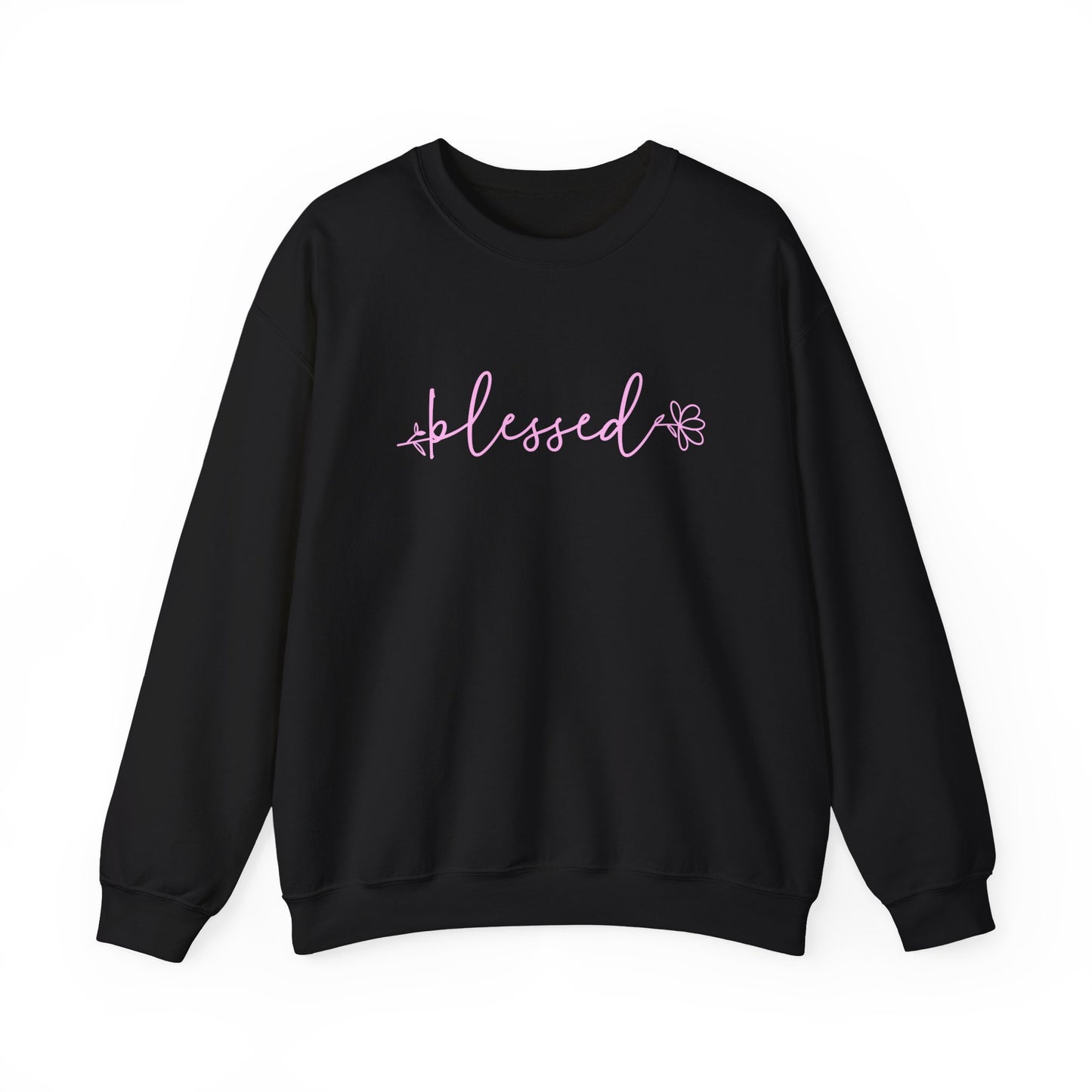 Blessed Crewneck Sweatshirt — Pink Script Cozy Pullover