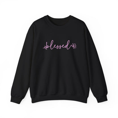 Blessed Crewneck Sweatshirt — Pink Script Cozy Pullover