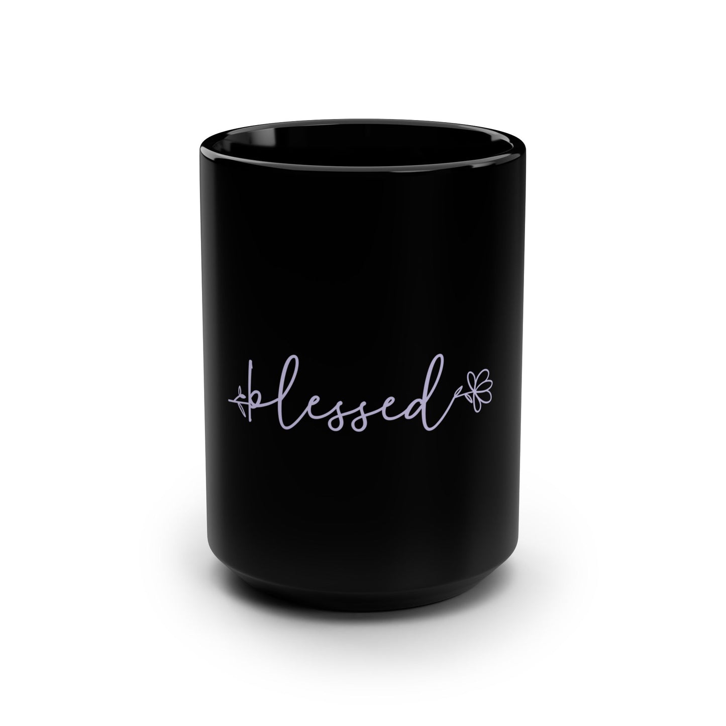 Blessed Black Ceramic Mug — 15oz Inspirational Coffee Cup