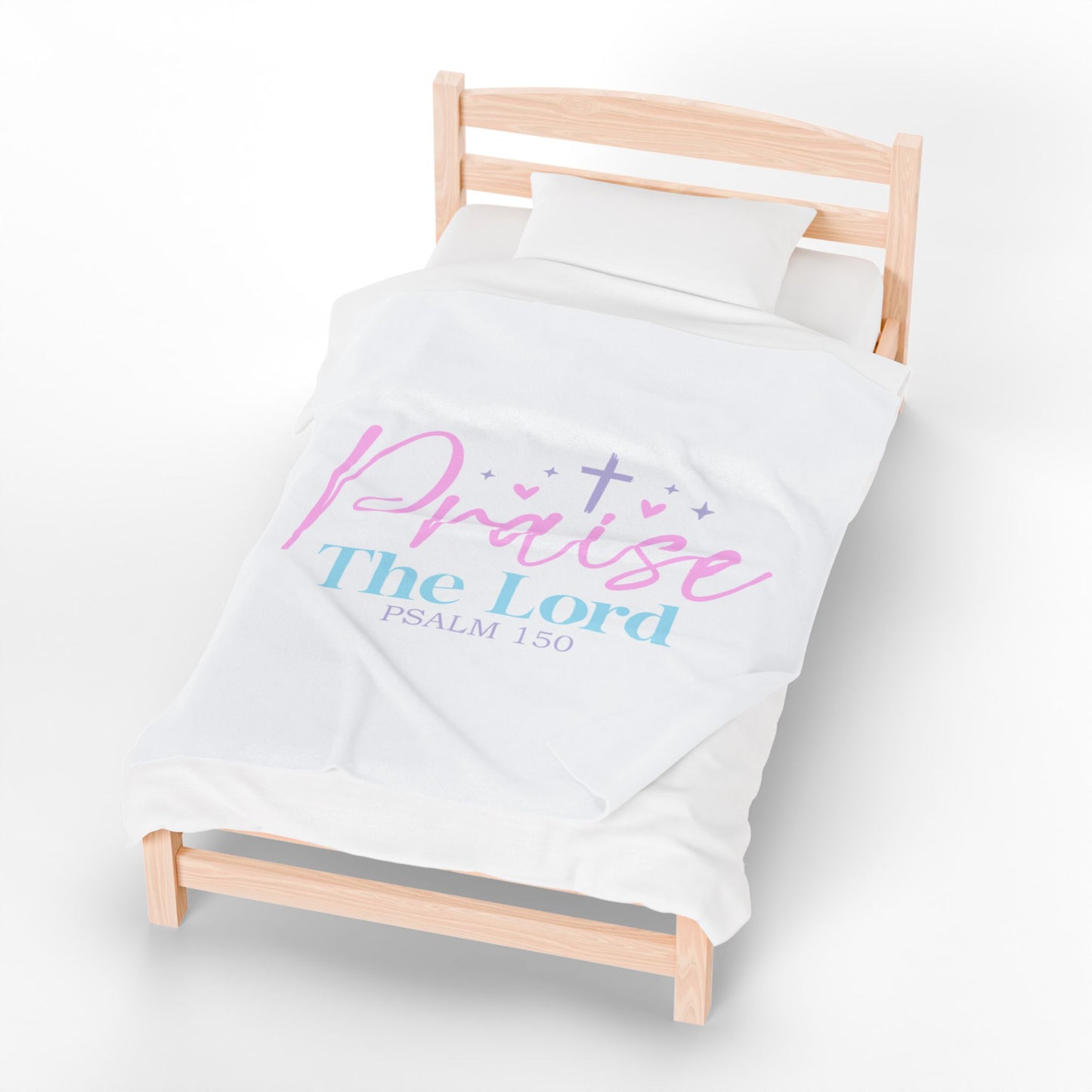 Praise The Lord Velveteen Plush Blanket — Psalm 150 Christian Throw, Soft Faith Gift for Women & Kids