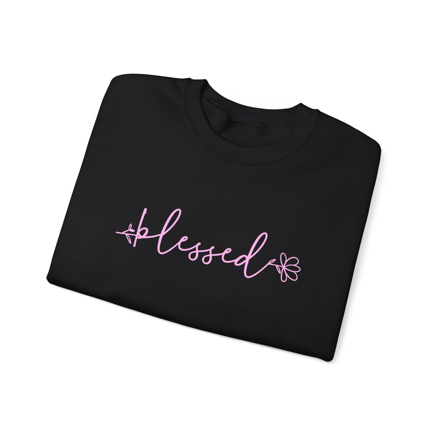 Blessed Crewneck Sweatshirt — Pink Script Cozy Pullover