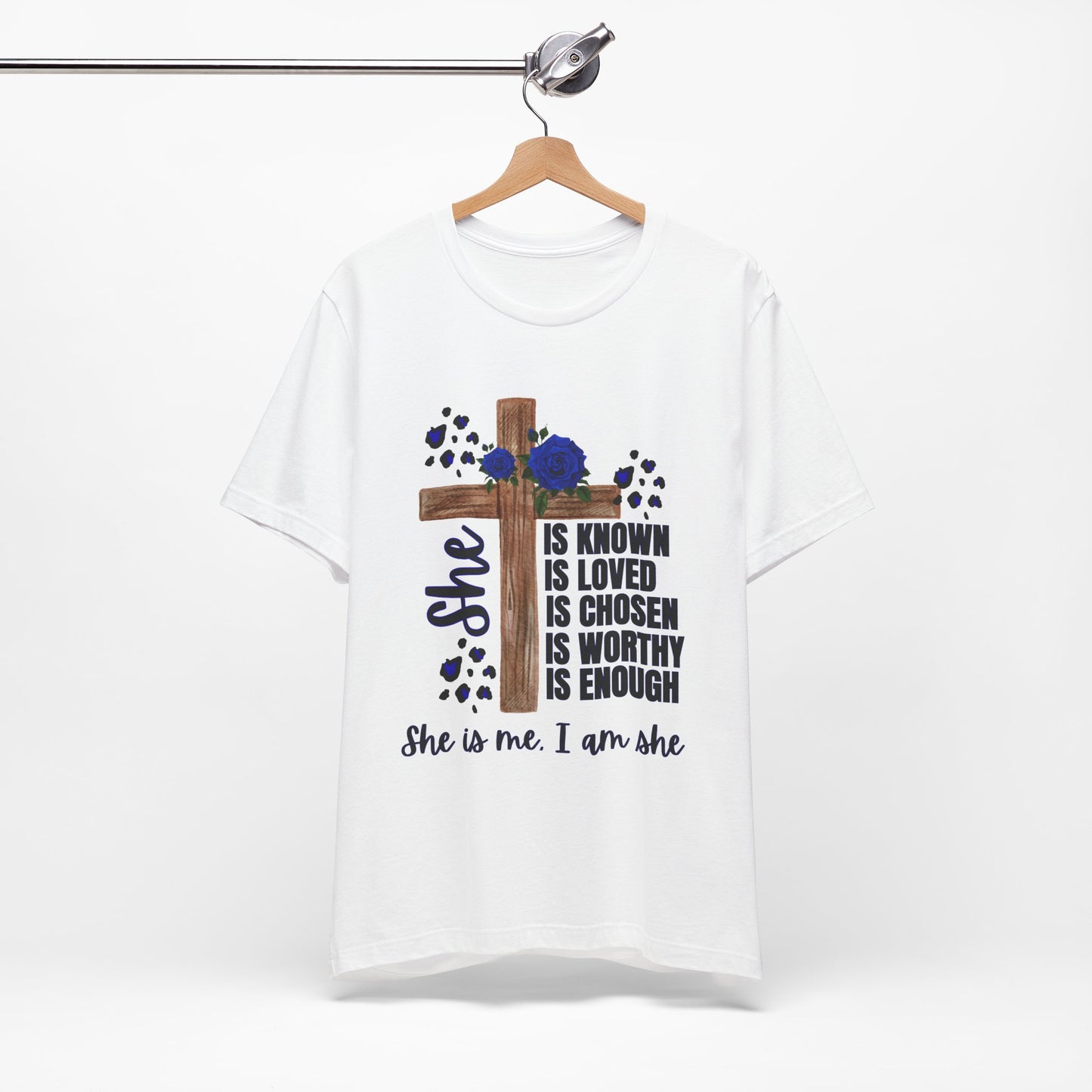 Faith-Inspired Unisex Jersey Tee, Inspirational T-Shirt for Women, Spiritual Gift, Church Events, Empowerment Apparel, Everyday Wear (BLUE)