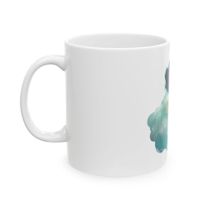 Princess on a Cloud Ceramic Mug – Cute Chibi Girl Illustration (11oz & 15oz)