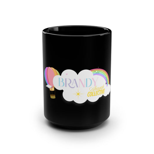 15oz Black Mug — Brandy Collective Rainbow Cloud Logo