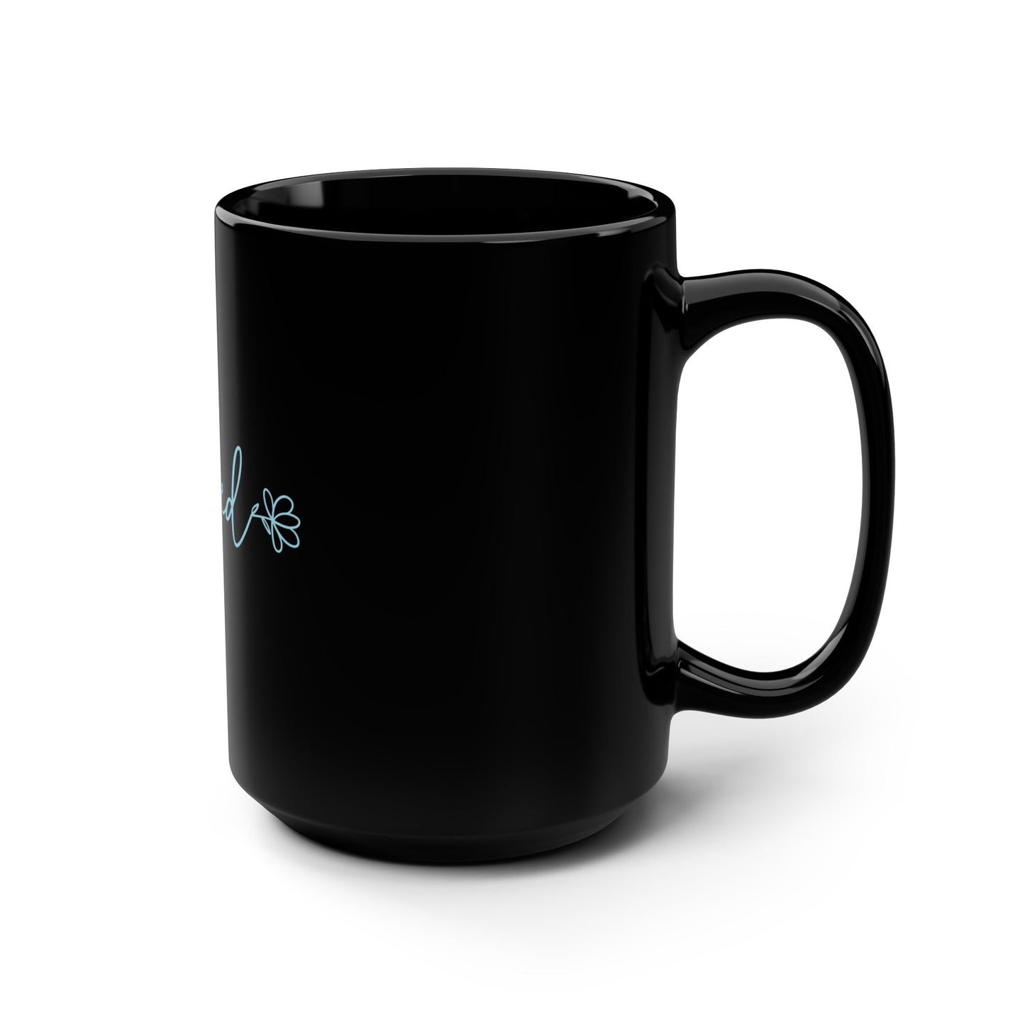 Blessed Script Black Ceramic Mug — 15oz Inspirational Coffee Cup