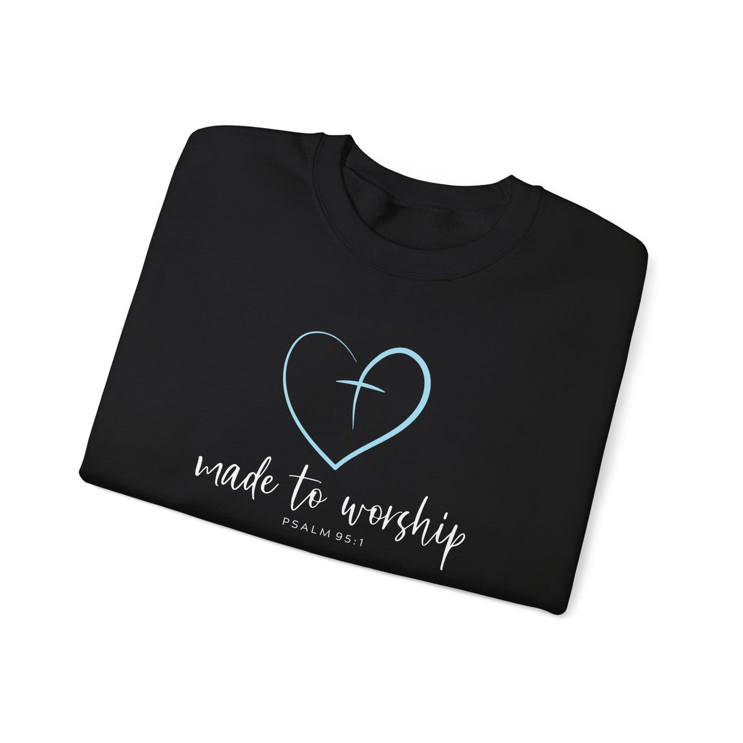 Made to Worship Sweatshirt – Christian Heart Cross Crewneck