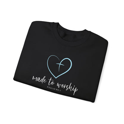 Made to Worship Sweatshirt – Christian Heart Cross Crewneck