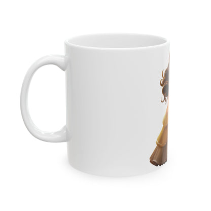 Princess Girl Ceramic Mug — Cute Yellow Gown Tea Coffee Cup (11oz & 15oz)