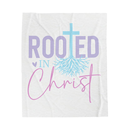 Rooted in Christ Velveteen Plush Blanket — Christian Inspirational Throw for Church, Baptism & Easter