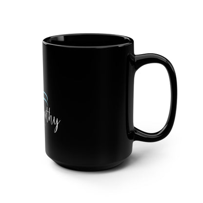 She Is Worthy Black 15oz Mug — Proverbs 31 Inspirational Christian Coffee Cup