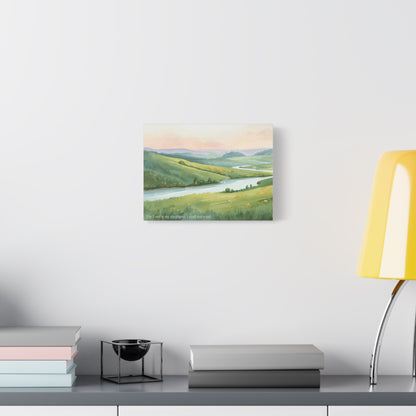 Canvas Wall Art — Serene River Landscape with 'The Lord is my shepherd; I shall not want.'