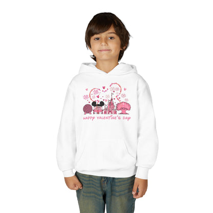 Valentine's Day Kids Hoodie — Cute Pink Castle & Mouse Couple Design