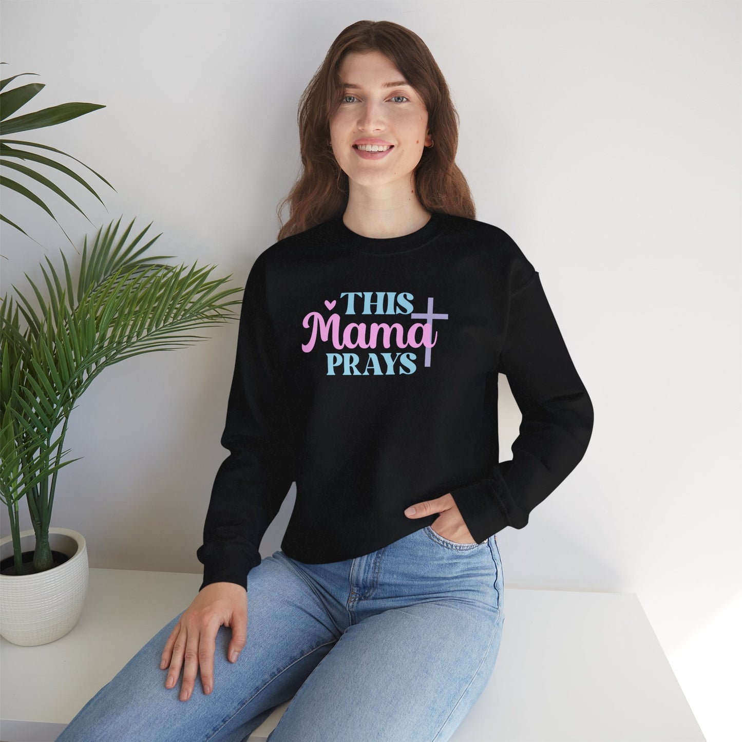 This Mama Prays Sweatshirt — Christian Mom Prayer Crewneck
