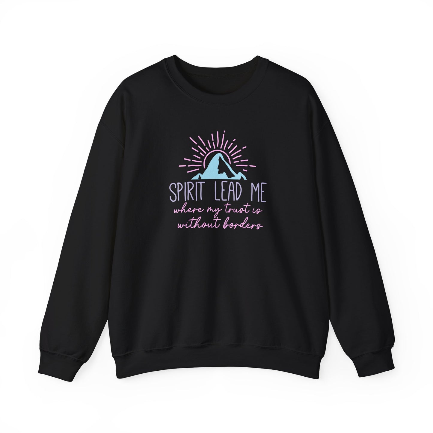 Spirit Lead Me Crewneck Sweatshirt — Pastel Mountain Faith Pullover