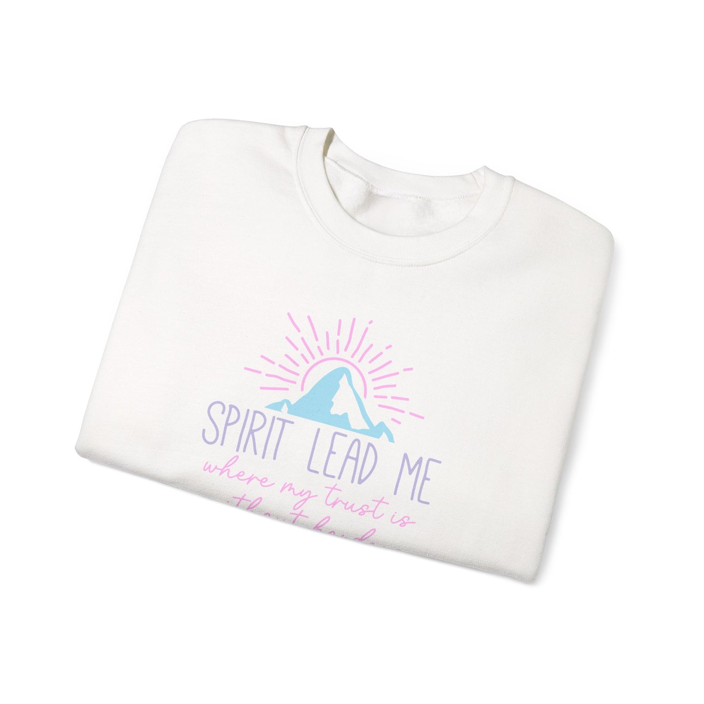 Spirit Lead Me Crewneck Sweatshirt — Pastel Mountain Faith Pullover