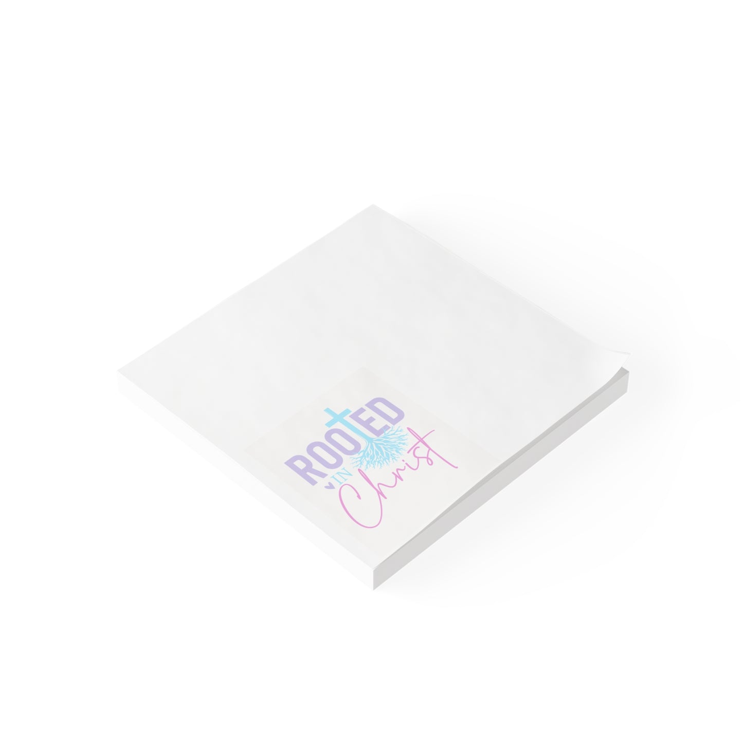 Rooted in Christ Post-it Notes — Faith-Inspired Sticky Note Pads (Pastel Cross Design)