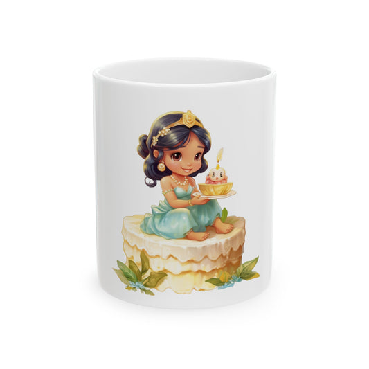 Birthday Princess Ceramic Mug – Cute Girl on Cake 11oz/15oz