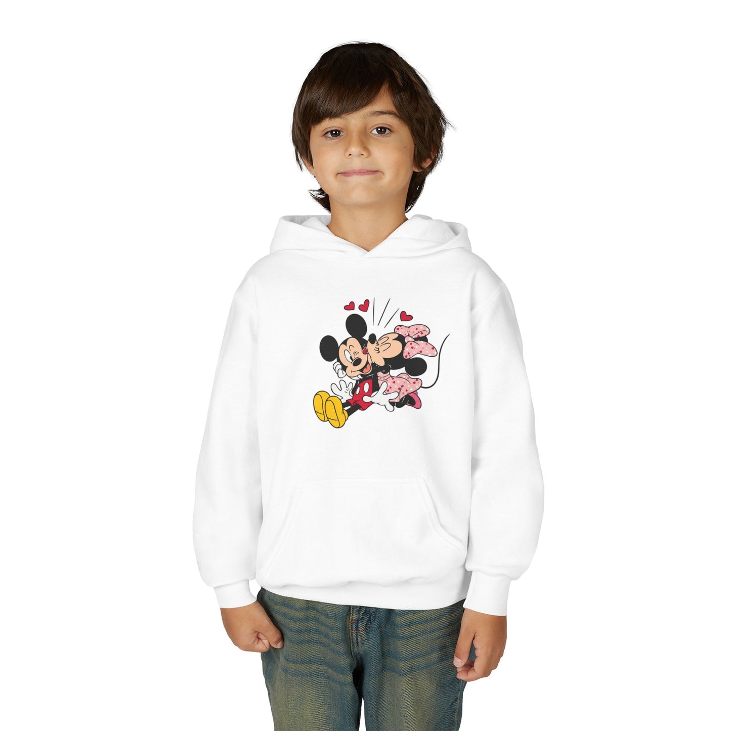 Kids Mickey & Minnie Heart Hug Hoodie — Youth Disney Couple Sweatshirt