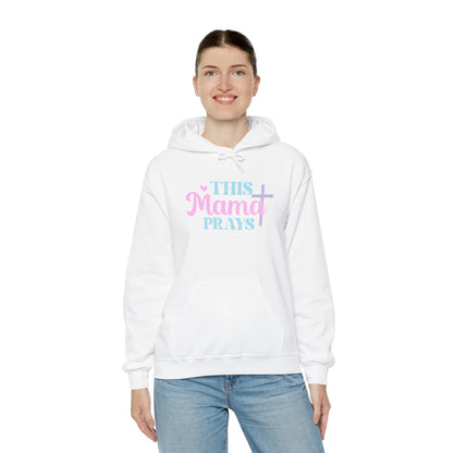 This Mama Prays Hoodie Embroidery– Christian Mom Faith Pullover