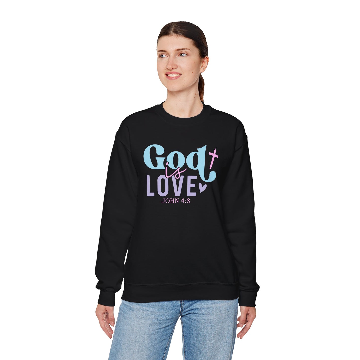 God Is Love Crewneck Sweatshirt – John 4:8 Pastel Faith Pullover