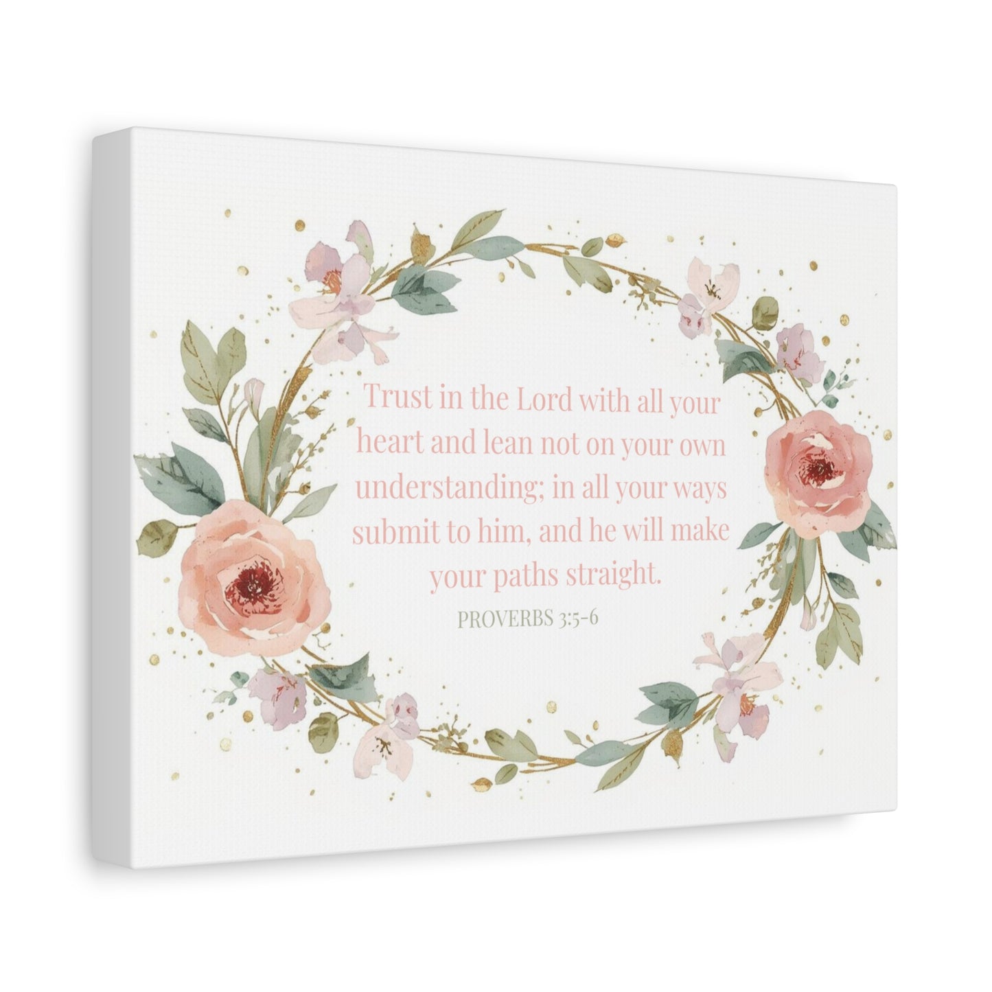 Floral Proverbs 3:5 Canvas Wall Art — Inspirational Bible Verse Matte Canvas