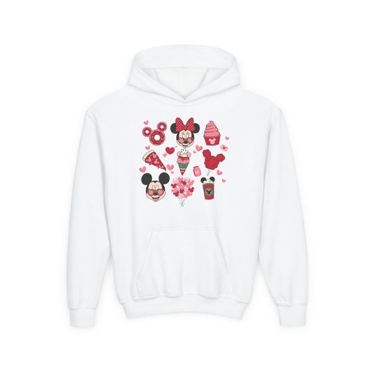 Kids Valentine Hoodie — Cute Hearts & Treats Graphic