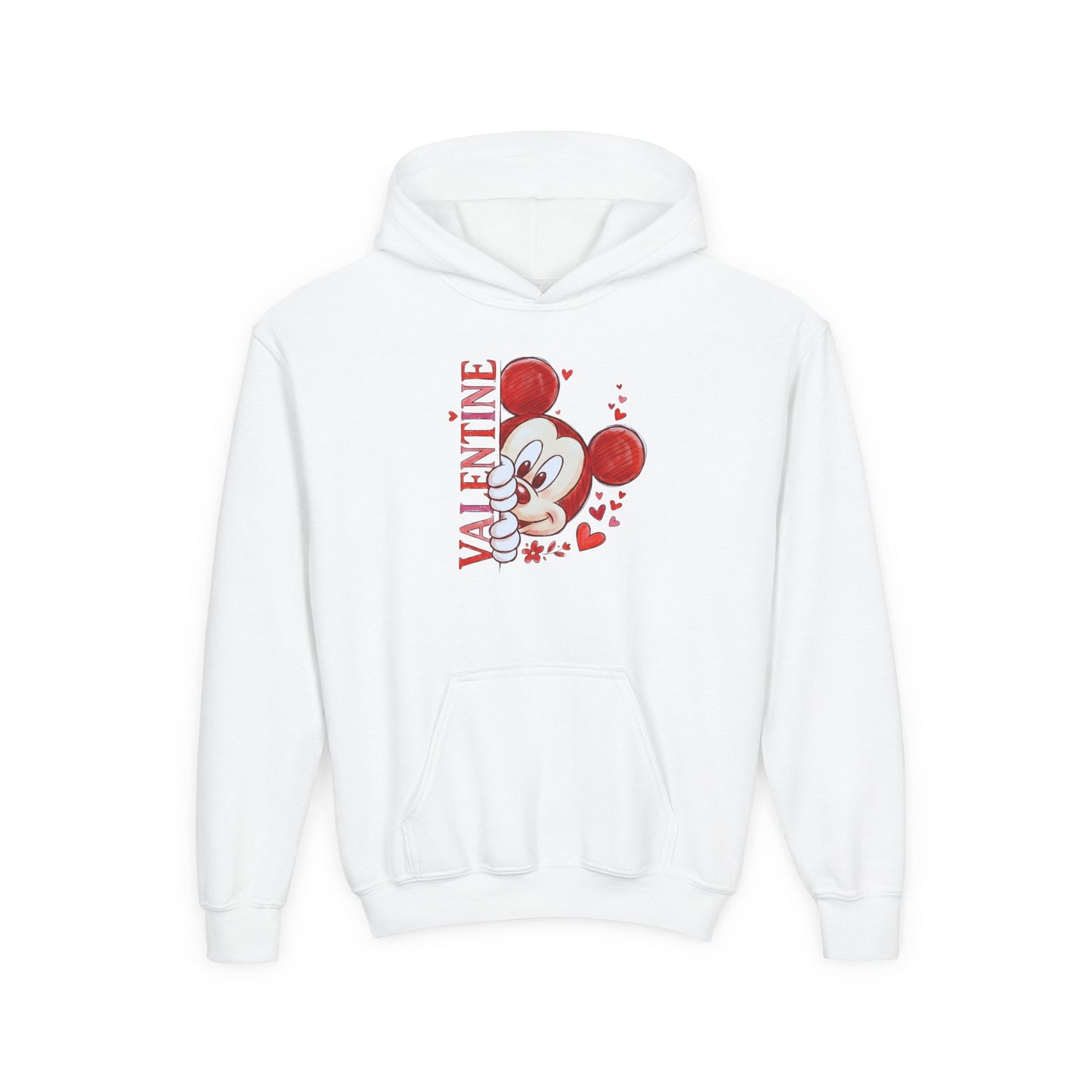 Valentine’s Cute Mouse Youth Hoodie - 'Valentine' Heart Graphic