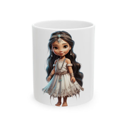 Princess Girl Character Ceramic Mug – Cute Fantasy Cartoon Coffee Cup (11oz/15oz)