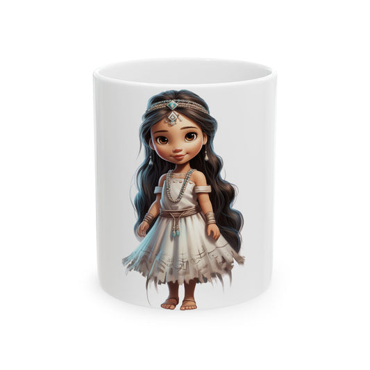 Princess Girl Character Ceramic Mug – Cute Fantasy Cartoon Coffee Cup (11oz/15oz)