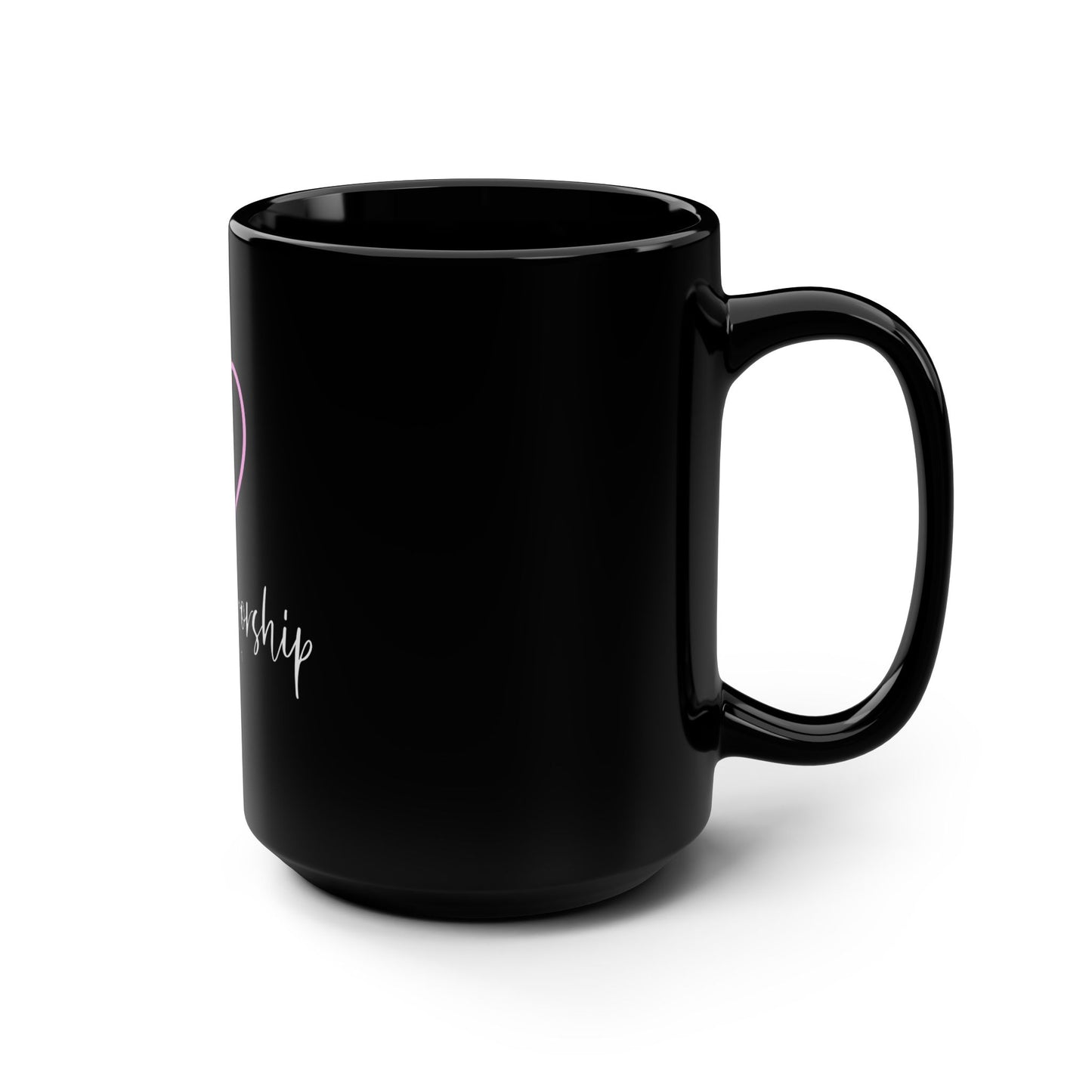 Made to Worship Black 15oz Mug — Psalm 95:1 Heart & Cross Christian Coffee Cup