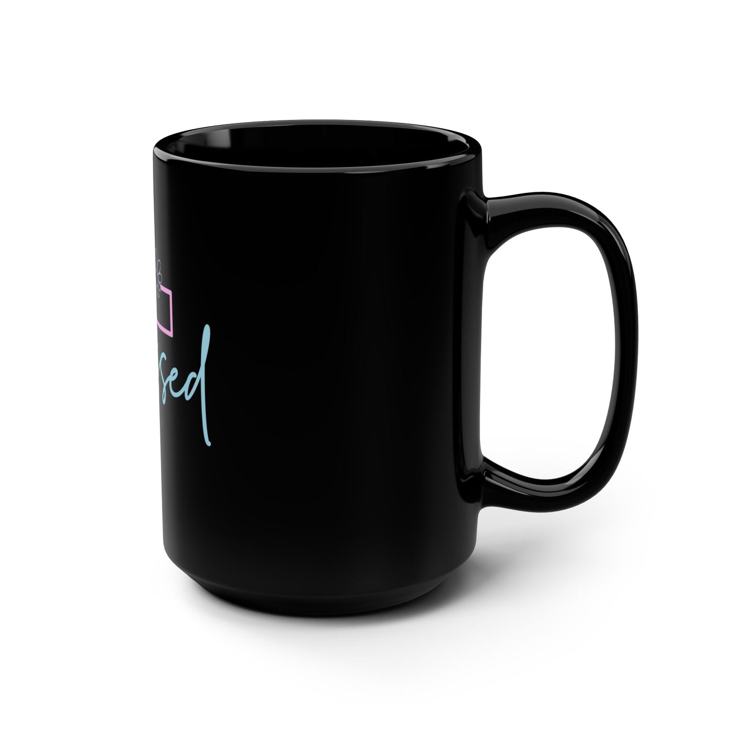 Blessed Cross Floral Black 15oz Mug — Christian Gift Coffee Cup